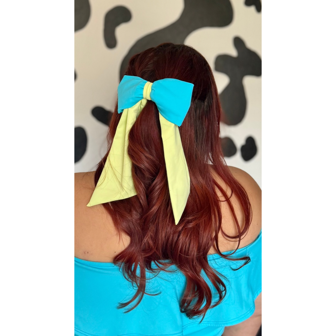 mademoiselle bow- lime and electric blue