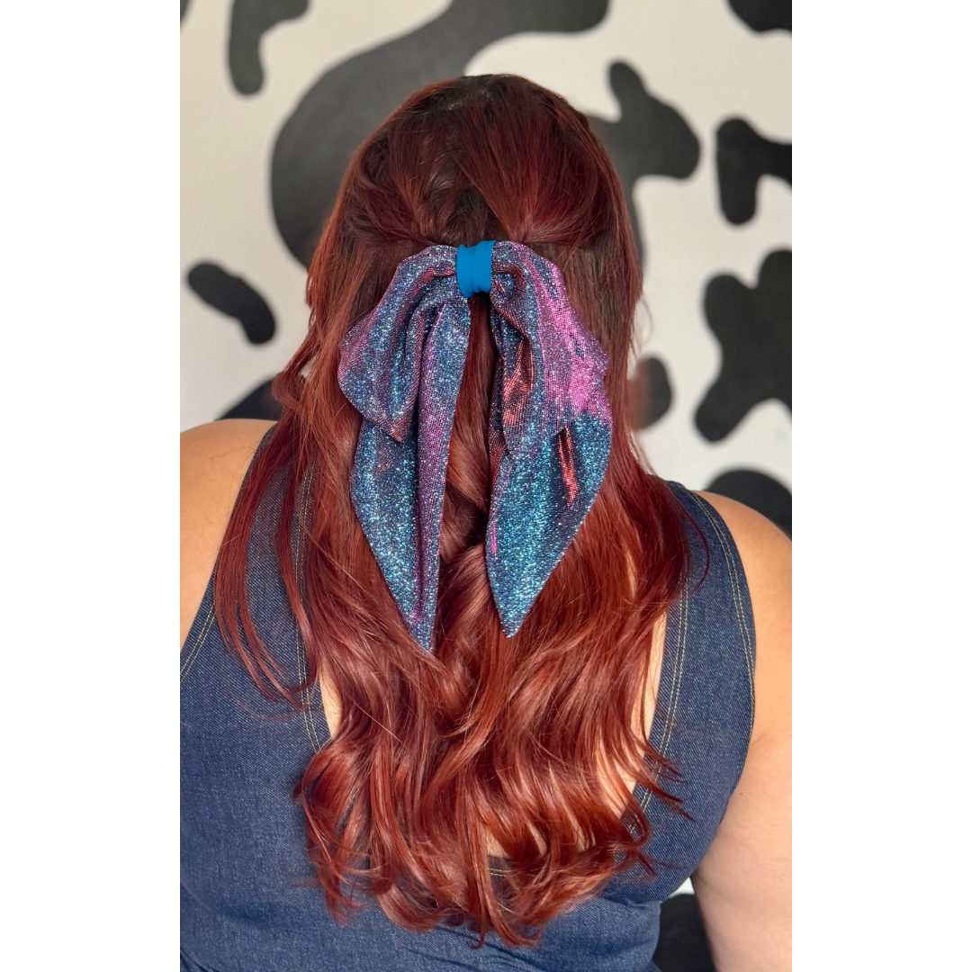 mademoiselle bow- irredescent blue & magenta