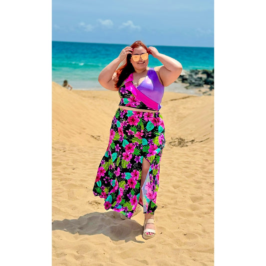 Panelled Maxi Skirt/ 2pc Swim Top reversible SET