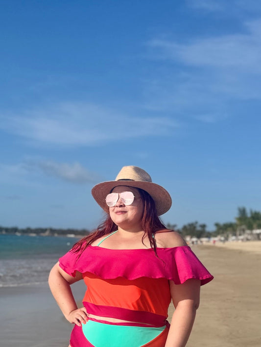 Off shoulder swim top