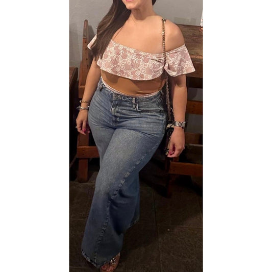 Off shoulder swim top- medium/ large