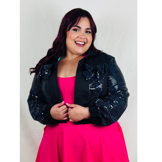 Fabulous Denim Jacket- Black Sequins