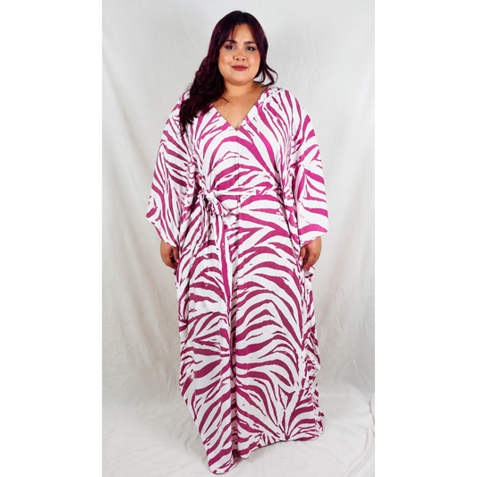 Opulenta Kaftan- Magenta stripes